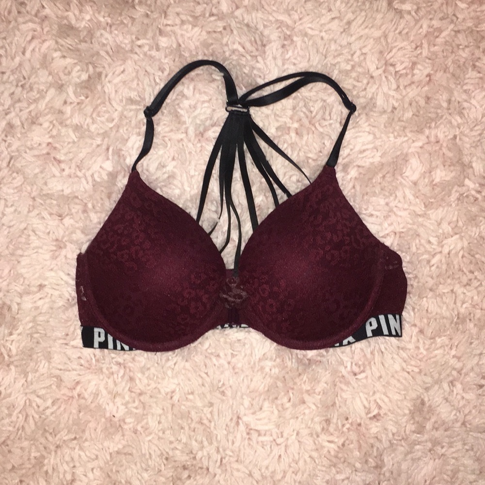 Very cute maroon Pink racer back strappy bra